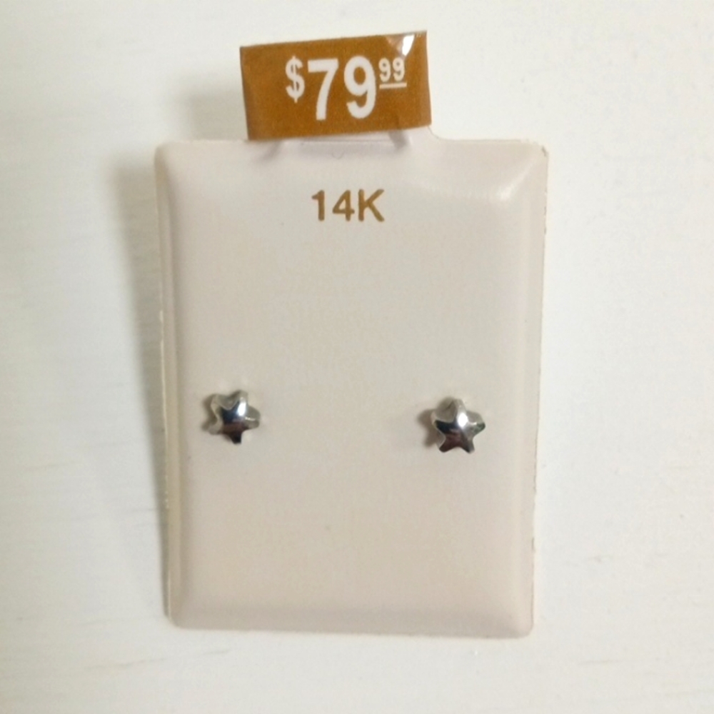 Tiny Silver Star Stud Earrings - image 1